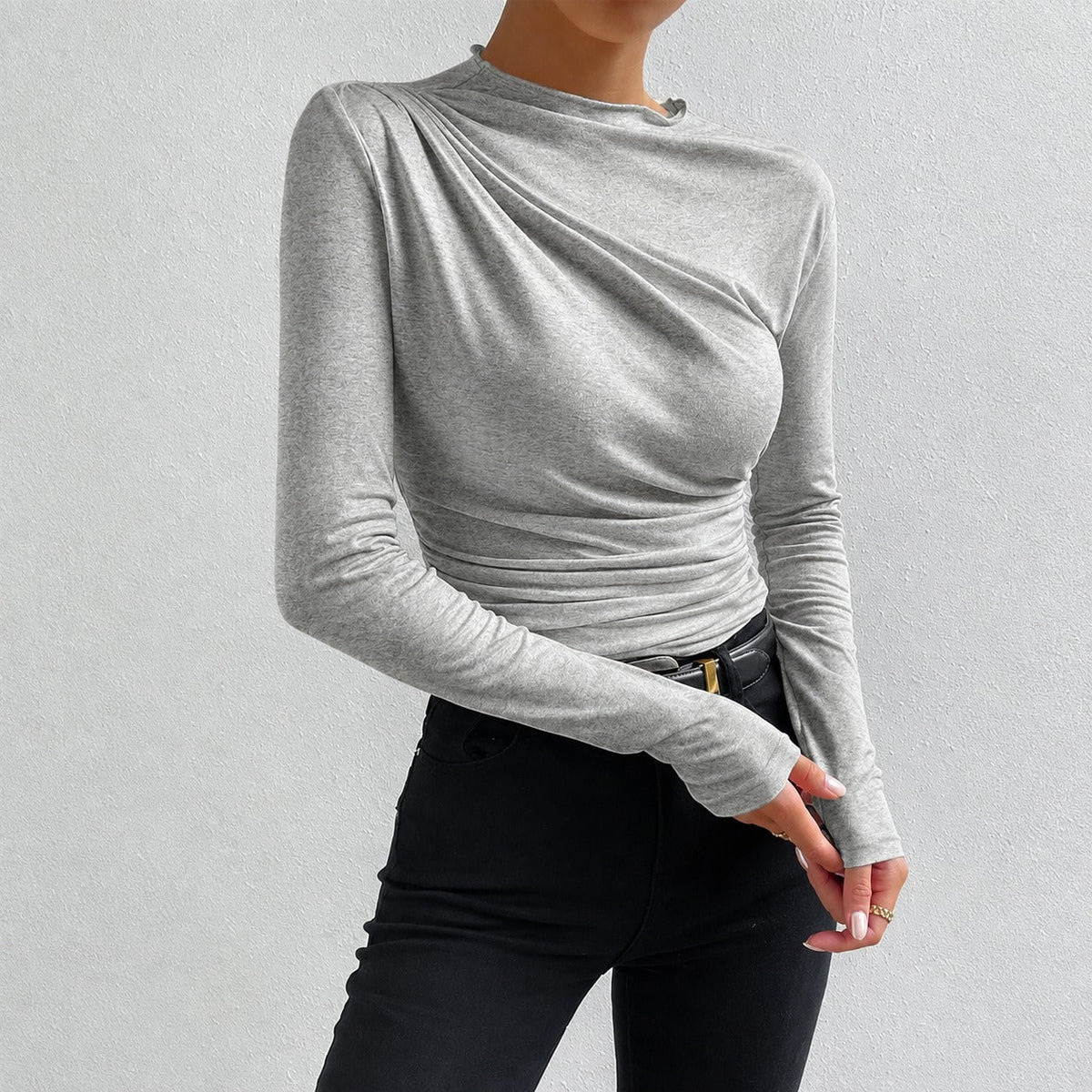 Livia - T-shirt à manches longues et ajusté avec volants