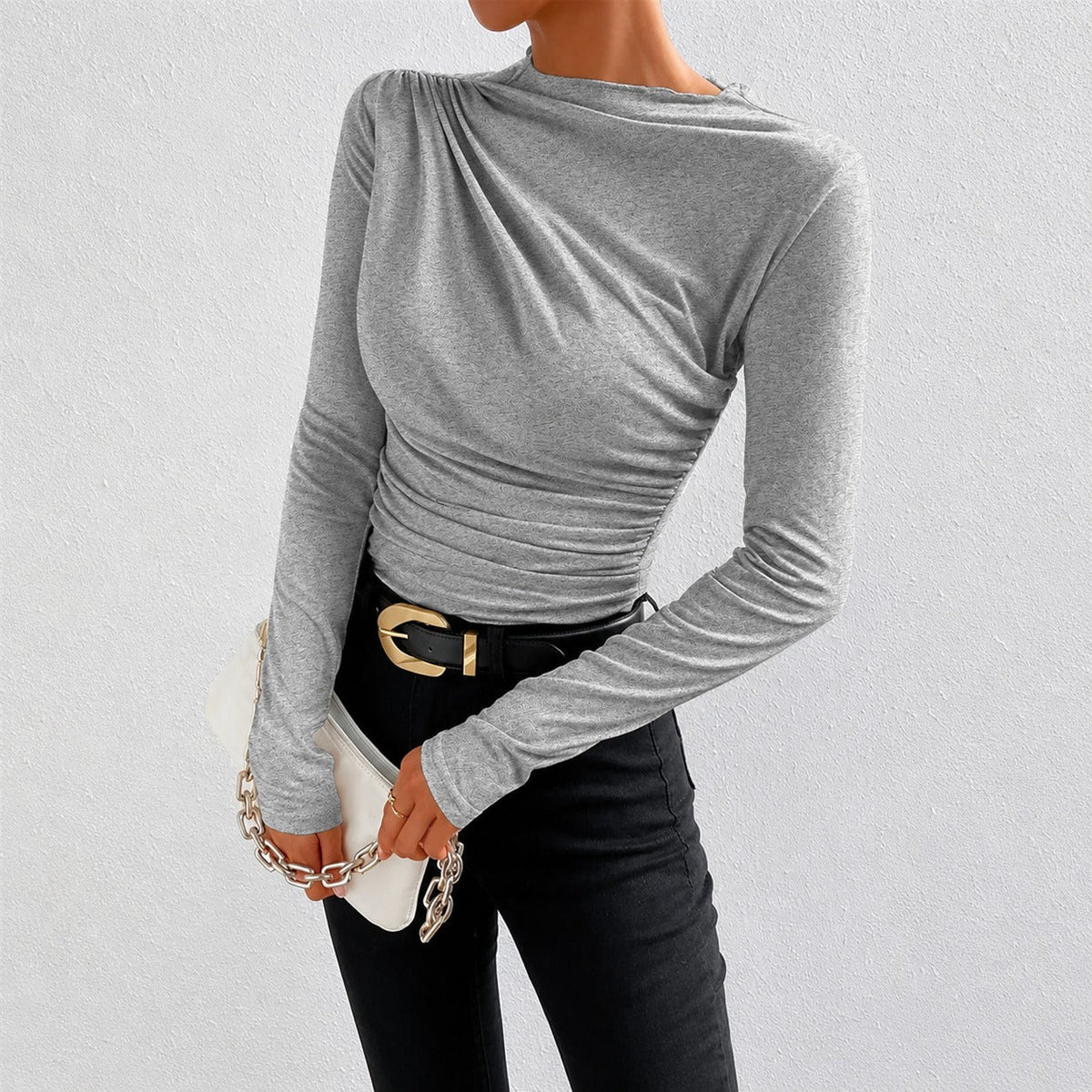 Livia - T-shirt à manches longues et ajusté avec volants