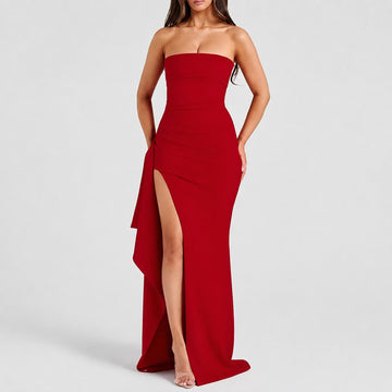 Aubree - Robe à la mode avec découpe au dos et fente pour femmes