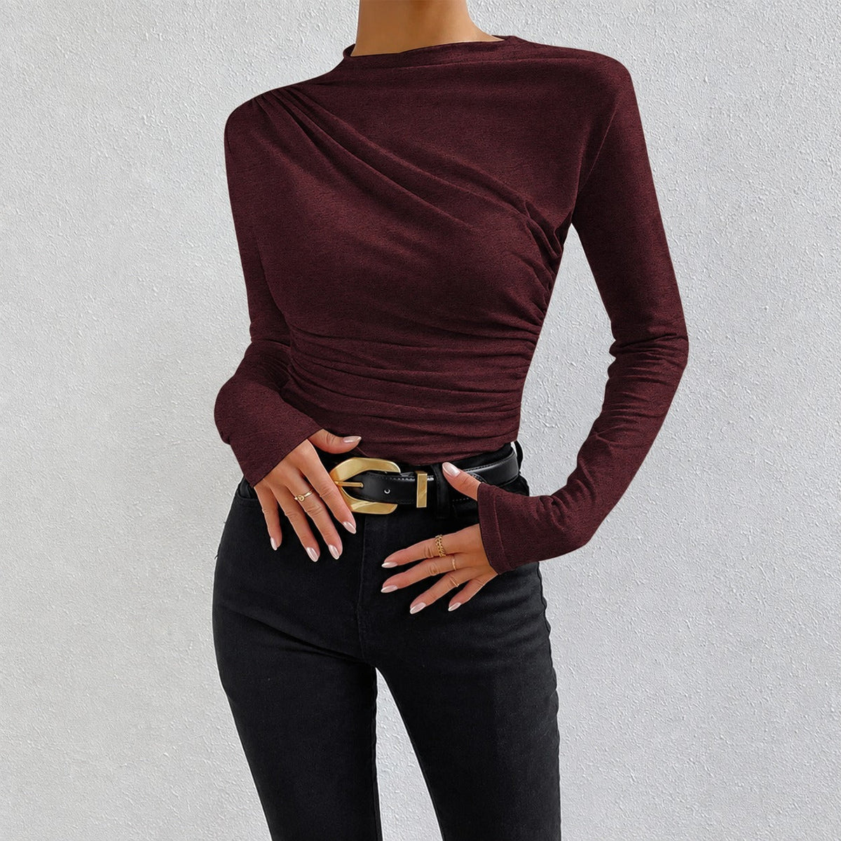 Livia - T-shirt à manches longues et ajusté avec volants