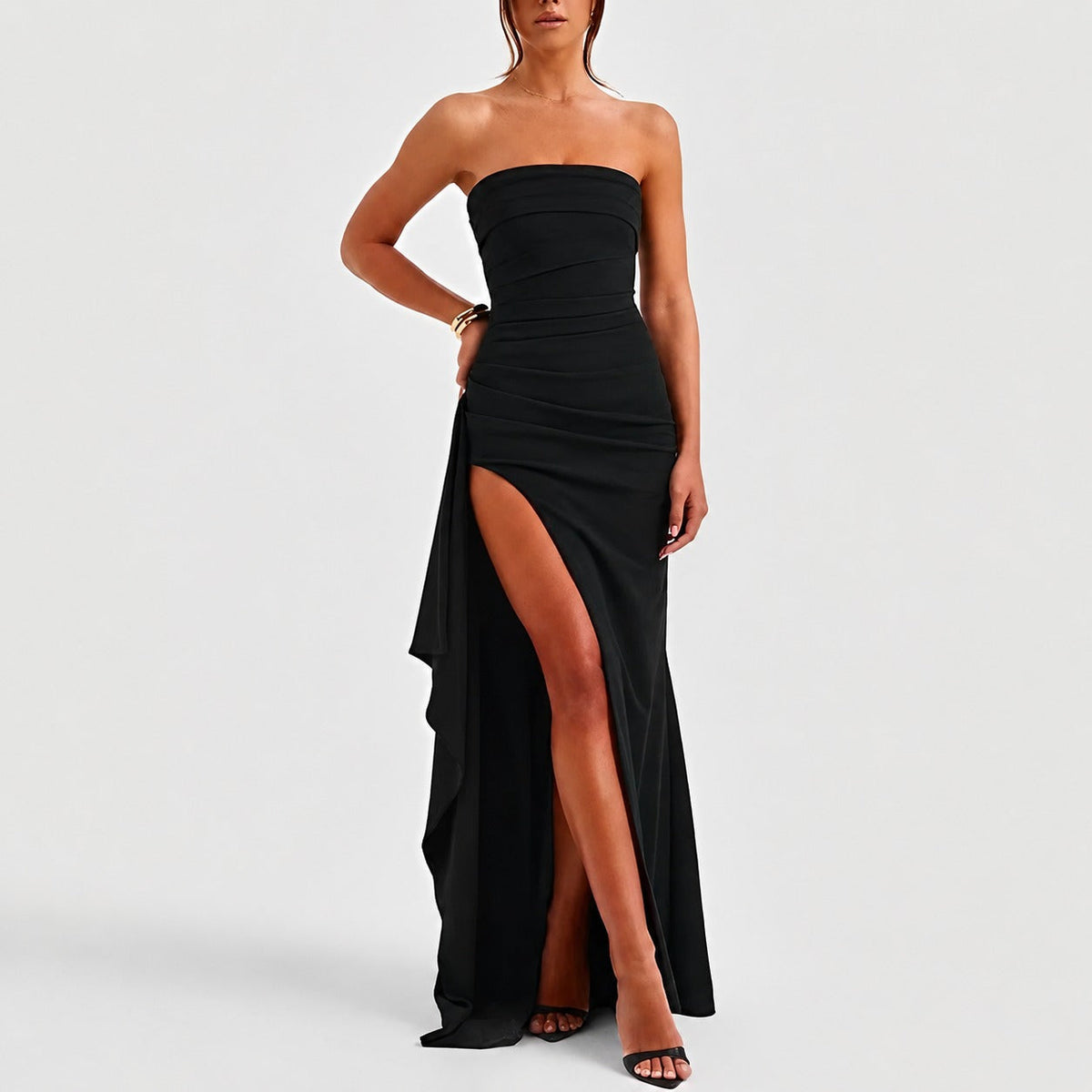 Aubree - Robe à la mode avec découpe au dos et fente pour femmes