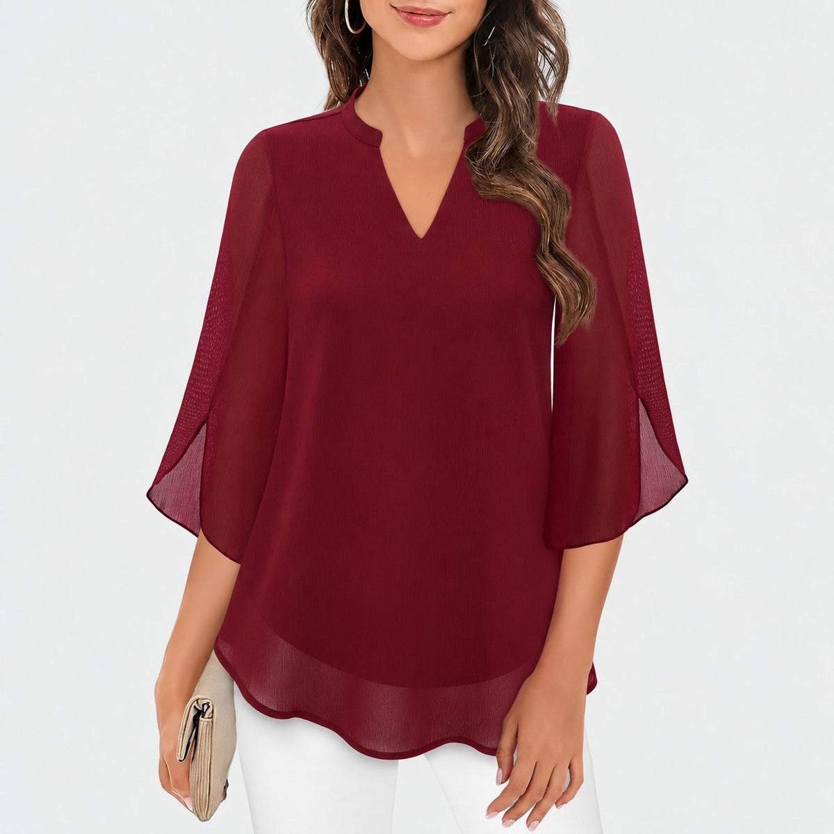 Ella - Blouse légère avec fentes frappantes aux manches