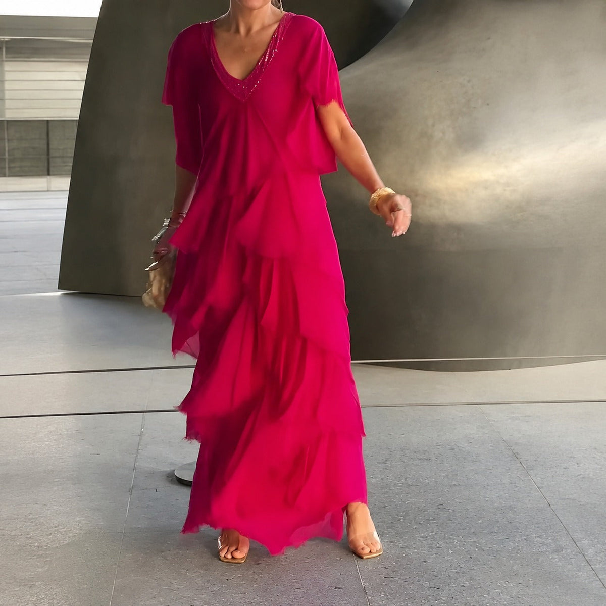 Riza - Robe plissée avec silhouette fluide
