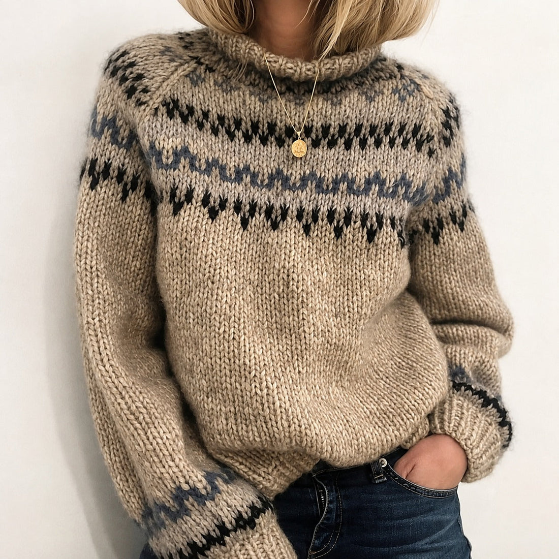 Oona - Pull Islandais Douillet à Col Roulé