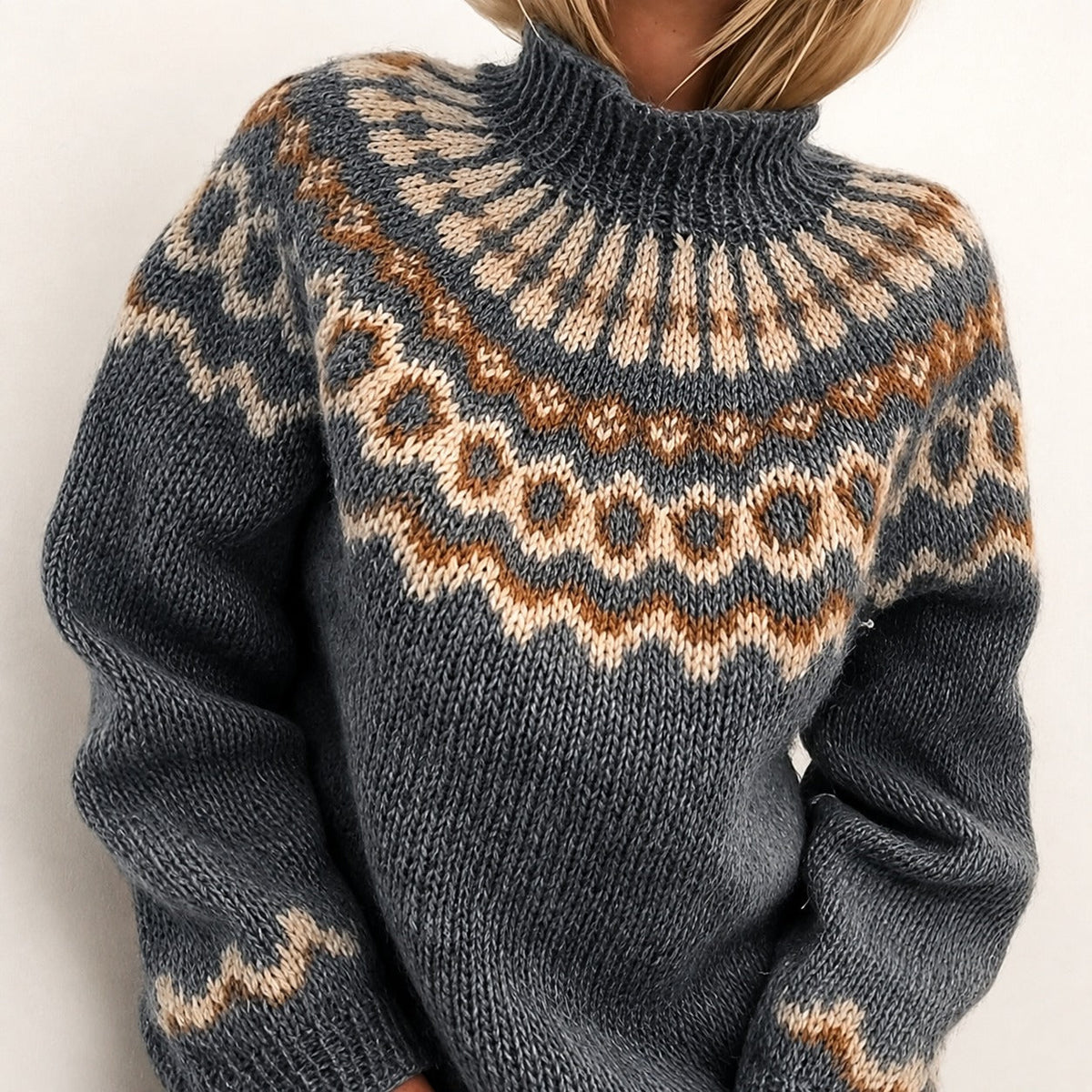 Oona - Pull Islandais Douillet à Col Roulé