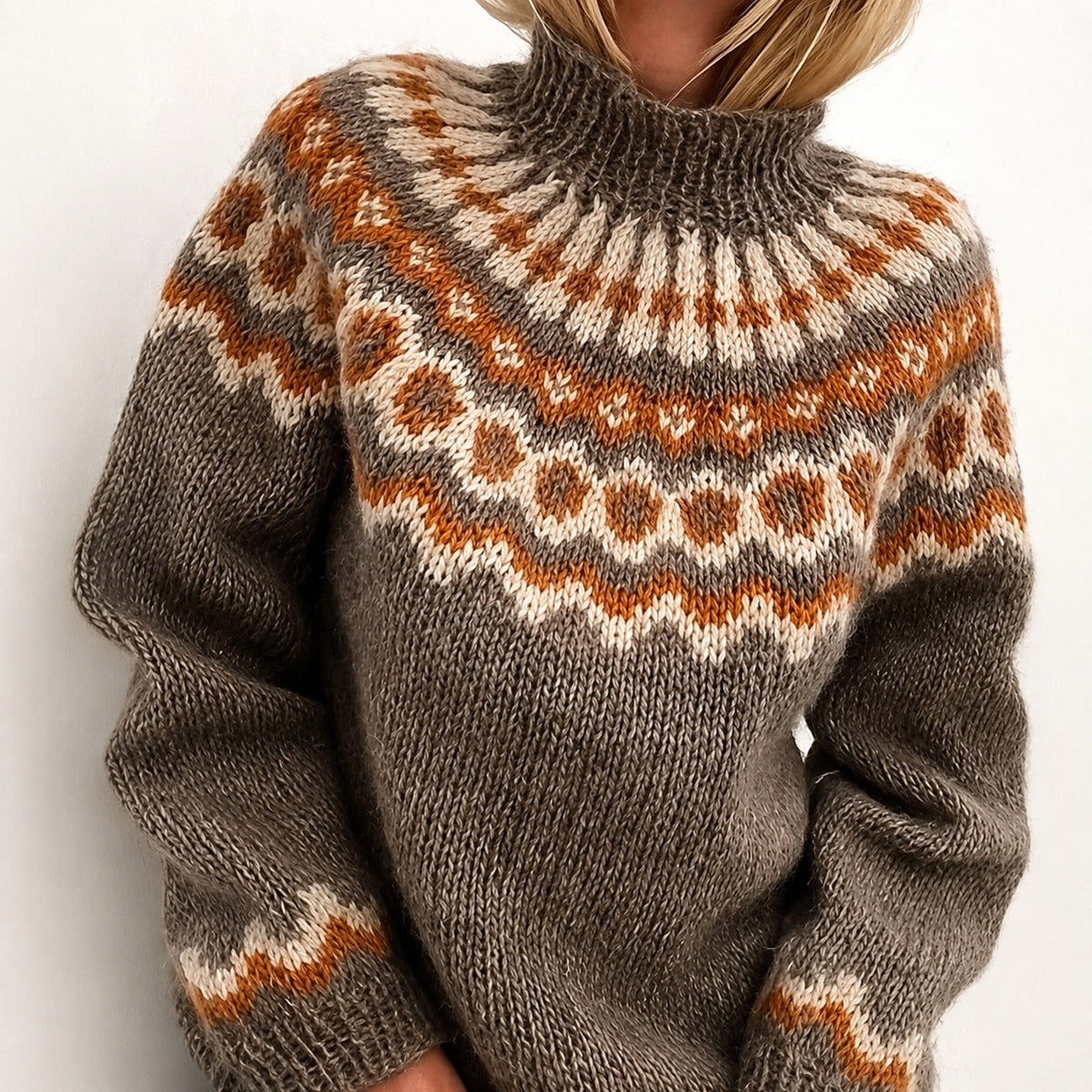 Oona - Pull Islandais Douillet à Col Roulé