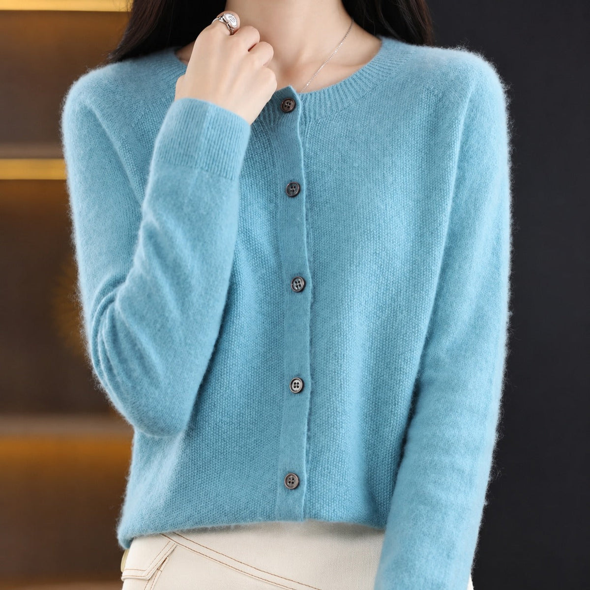 Ina - Pull Élégant à Col Rond pour Femmes