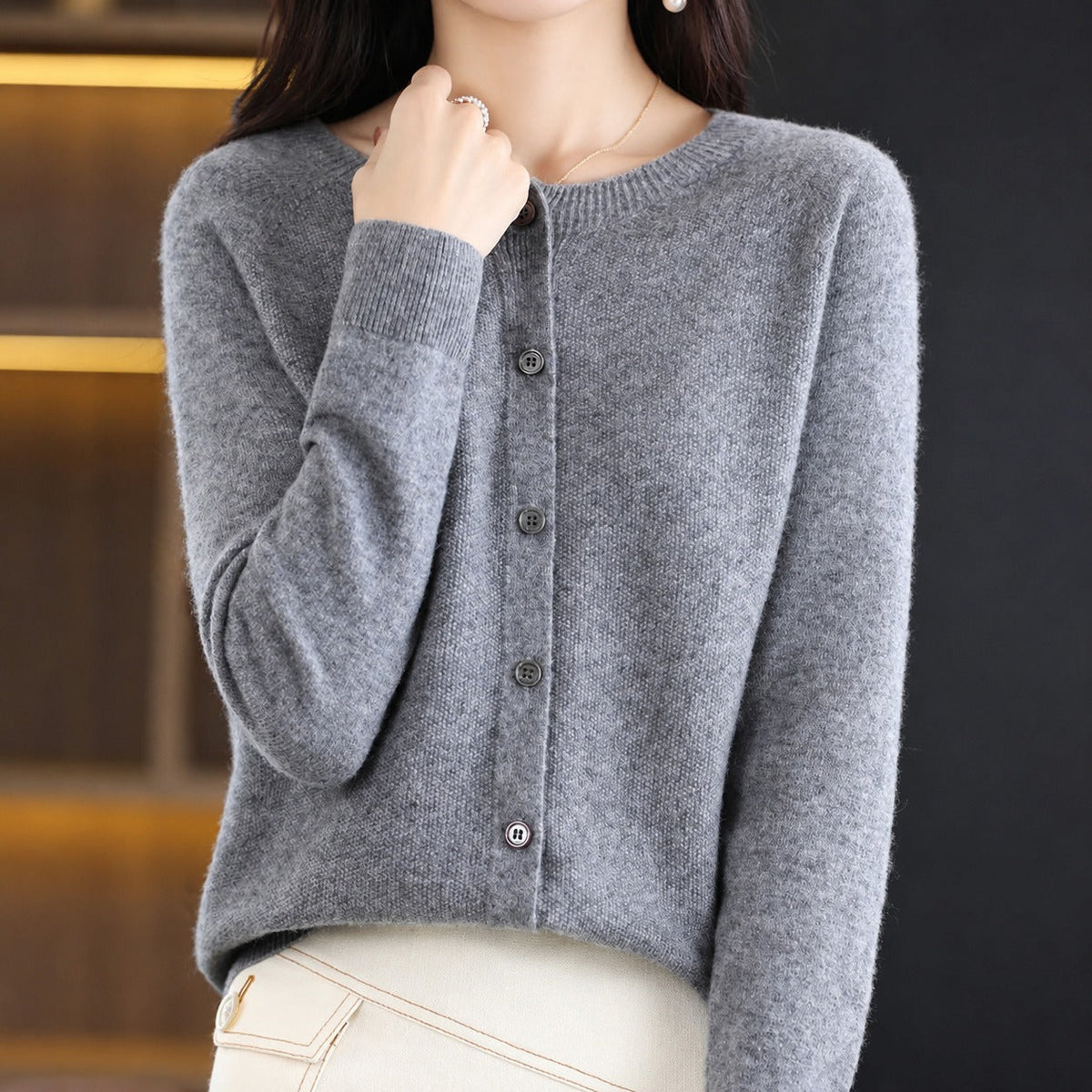 Ina - Pull Élégant à Col Rond pour Femmes