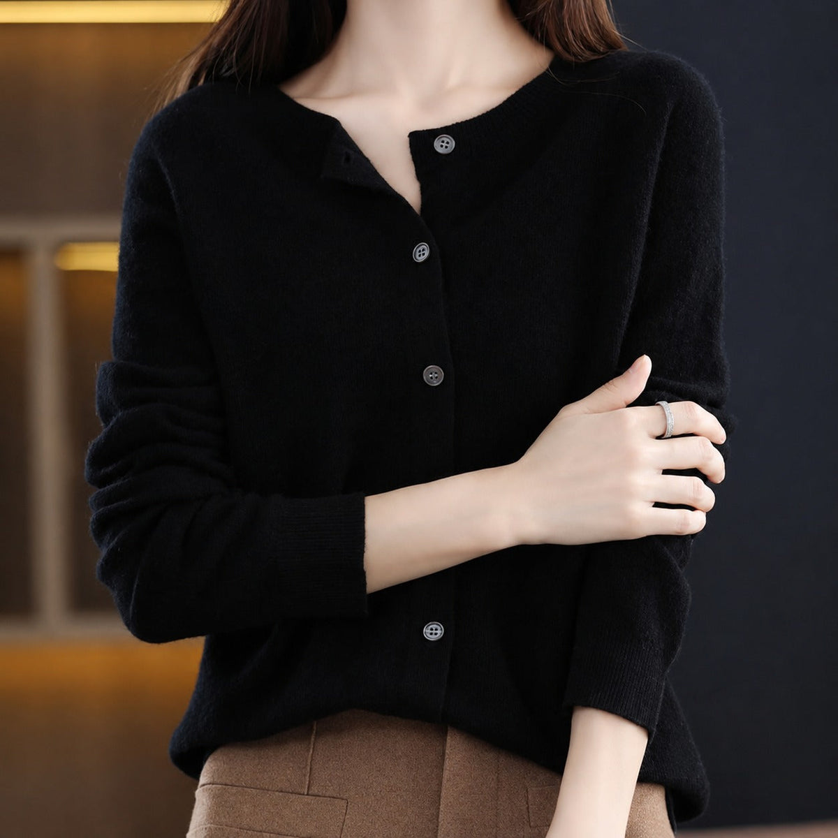 Ina - Pull Élégant à Col Rond pour Femmes