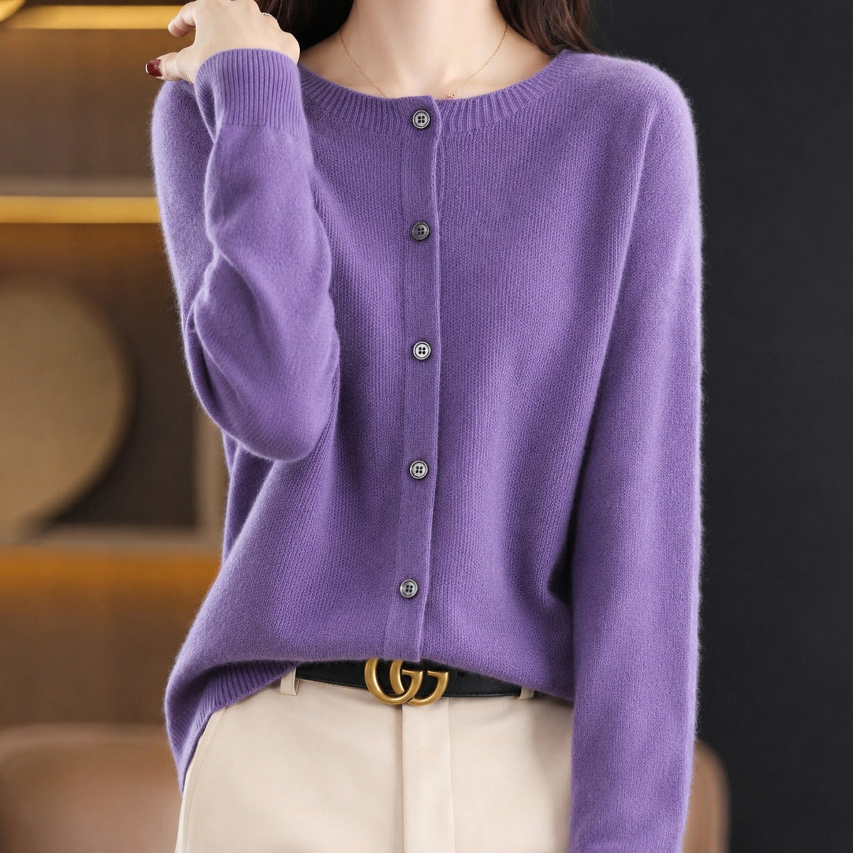 Ina - Pull Élégant à Col Rond pour Femmes