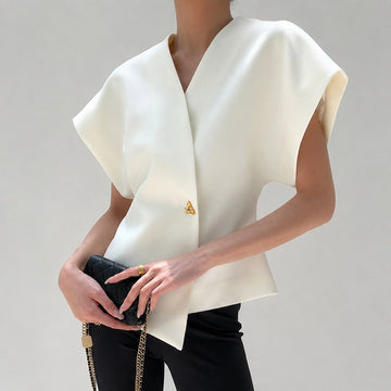 Leonie - Blouse avec col en V et fermeture à boutons