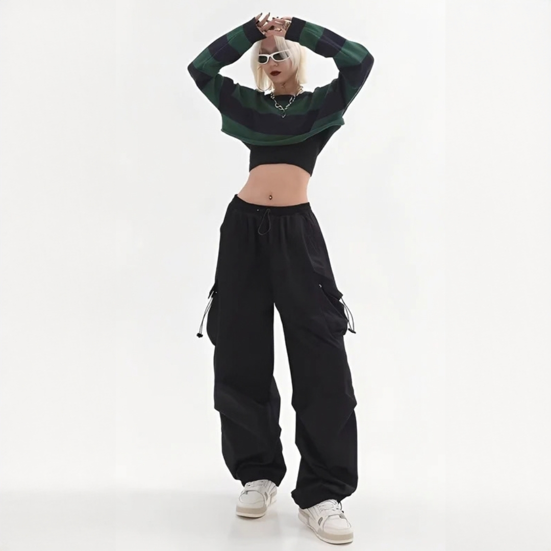 Aimée - Pantalon cargo contemporain à large jambe