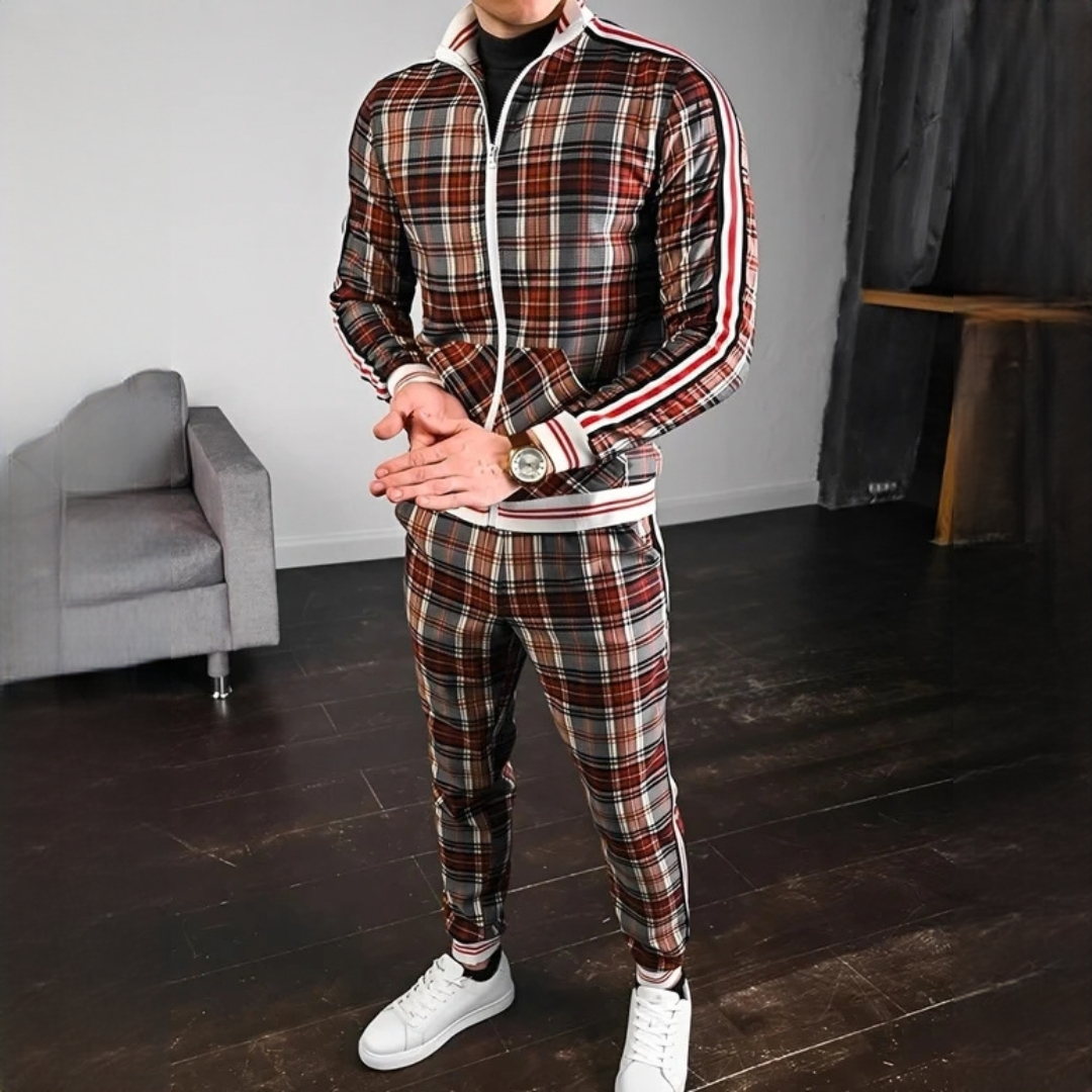 Neal - Ensemble stylisé de pantalon à motif de carreaux