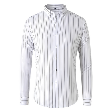 Dennis - Chemise à manches longues avec rayures et coupe décontractée