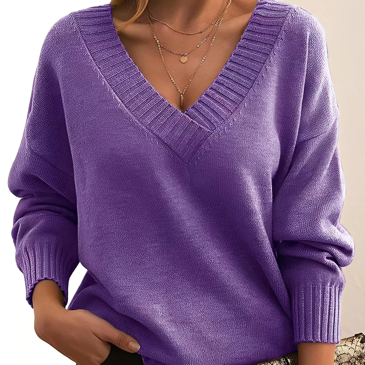 Mollie - Sweat chaud et chic avec col en V