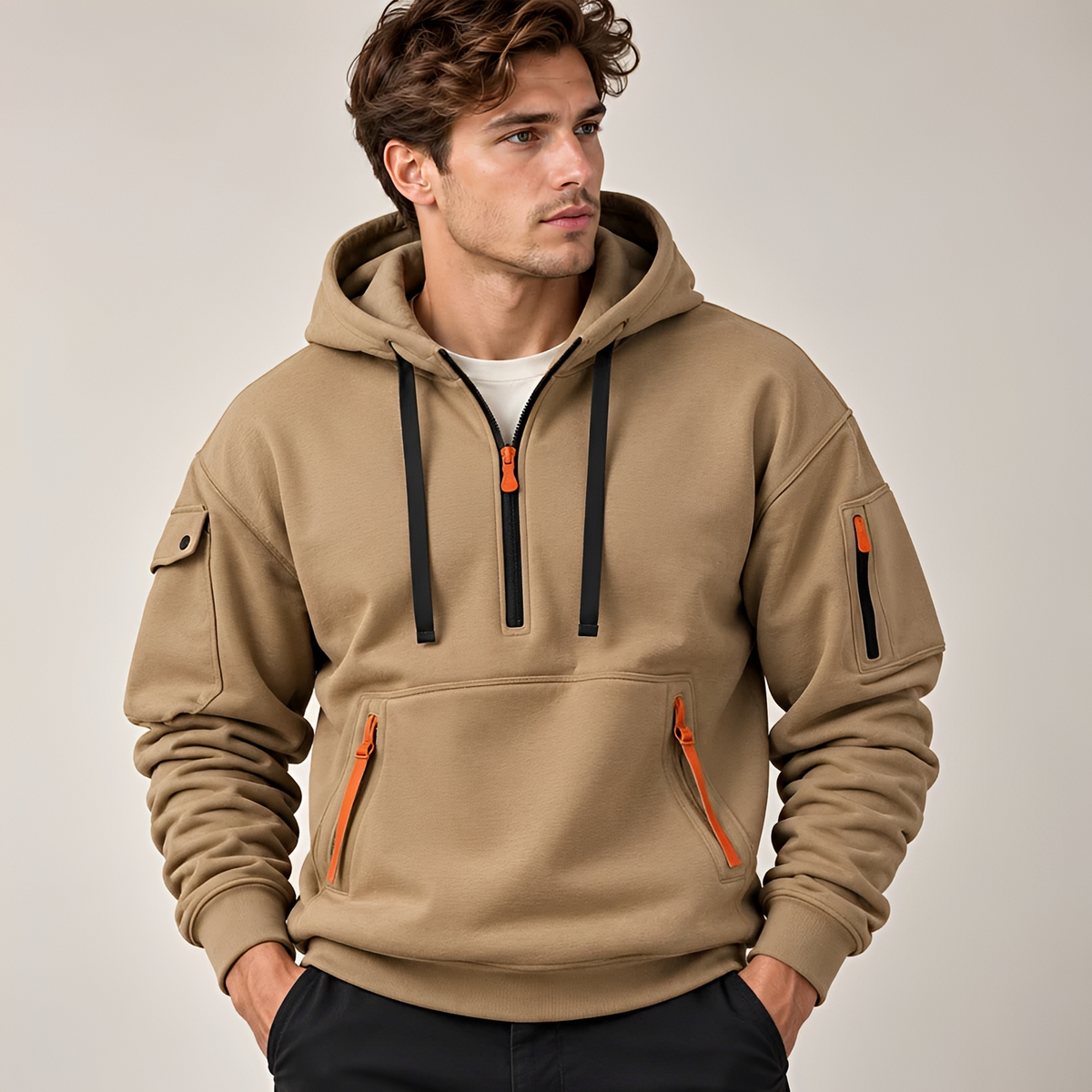 Norton - Sweat à capuche robuste avec fermeture éclair moitié