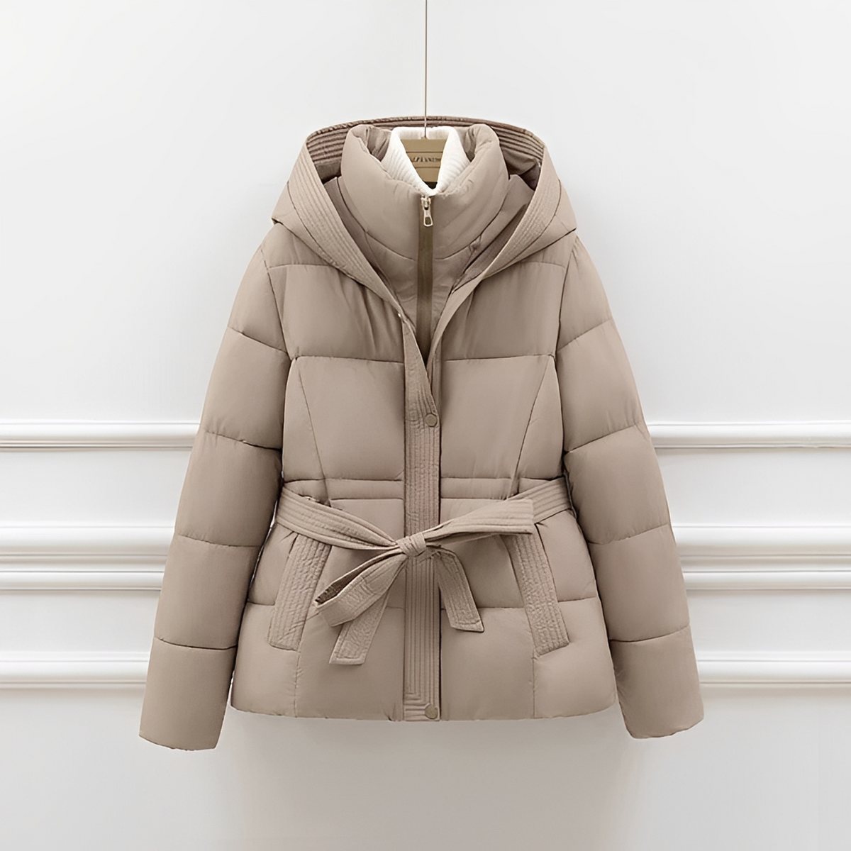 Jackalyn - Manteau confortable avec capuche et ceinture