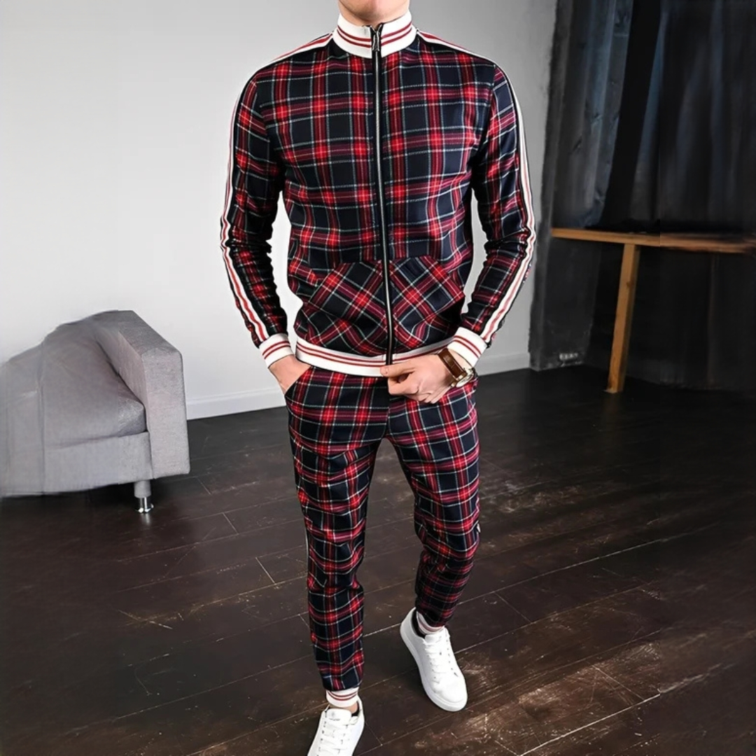 Neal - Ensemble stylisé de pantalon à motif de carreaux