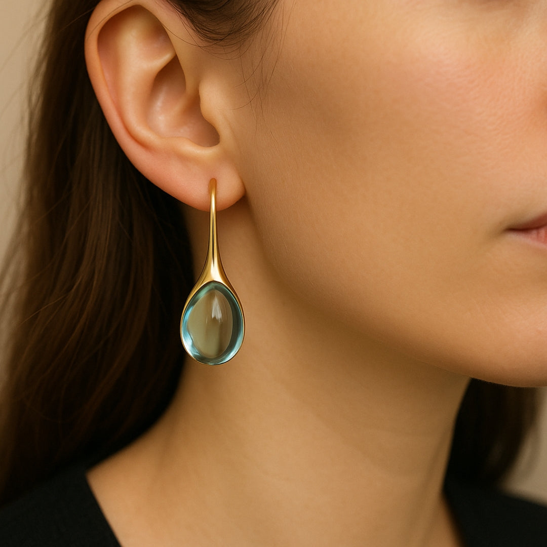Karen – Boucles d'oreilles pendantes en cristal doré et argenté