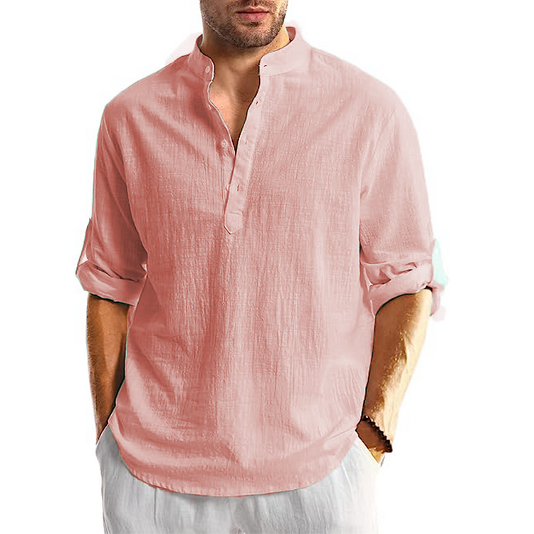 Bryson - Chemise décontractée à manches longues en lin pour homme