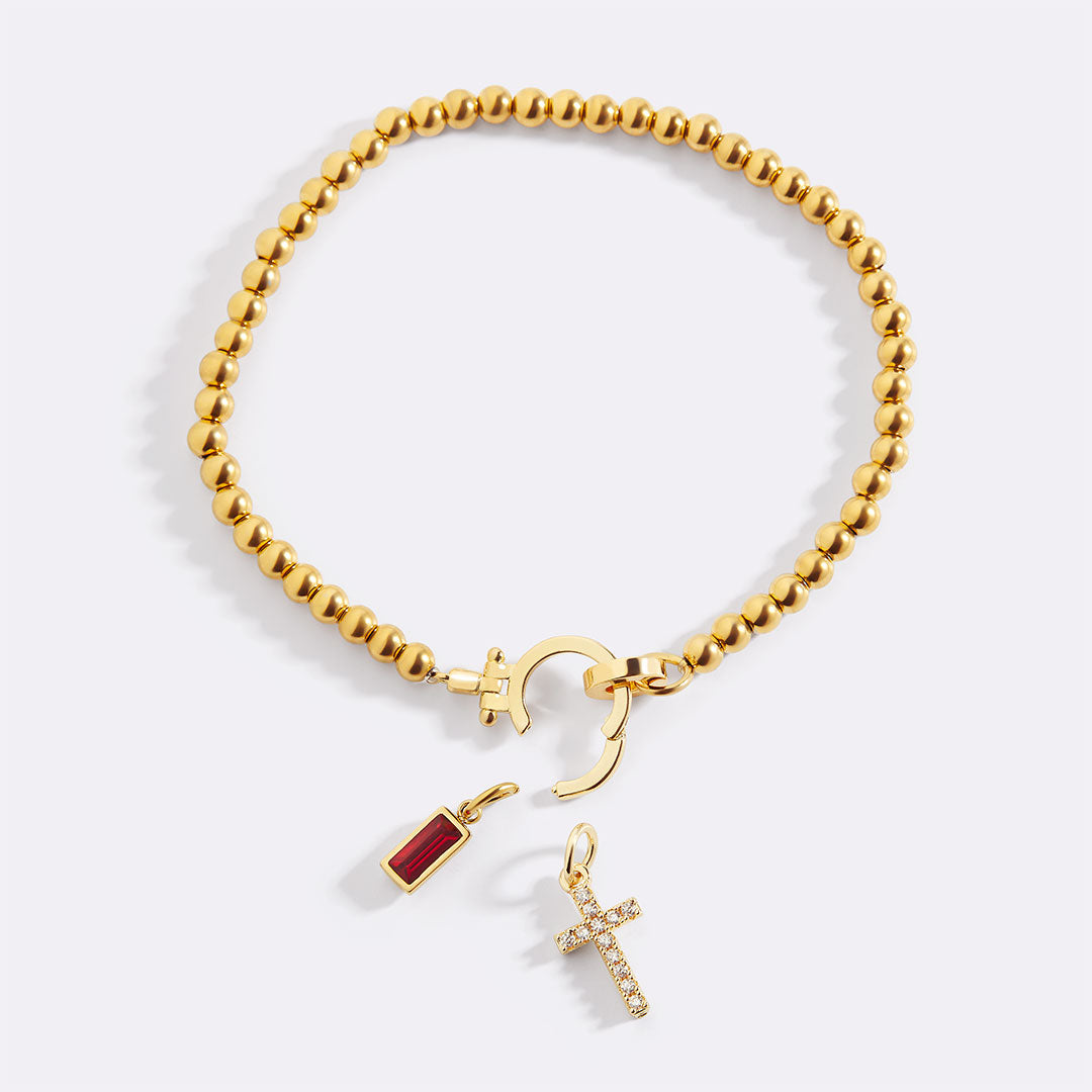 Eli – Bracelet de pierre de naissance avec pendentif en croix