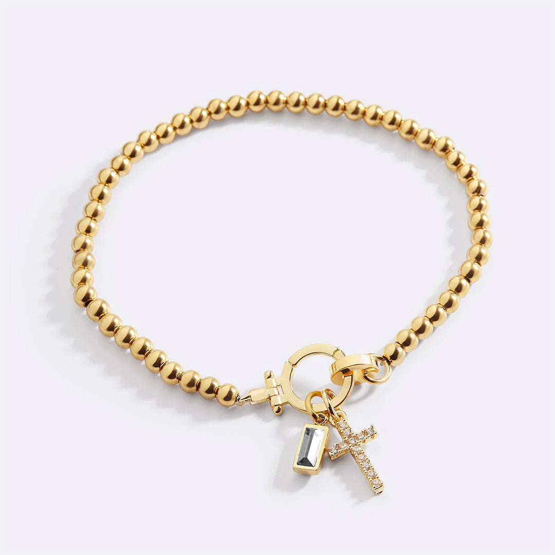 Eli – Bracelet de pierre de naissance avec pendentif en croix