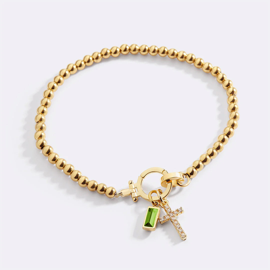 Eli – Bracelet de pierre de naissance avec pendentif en croix