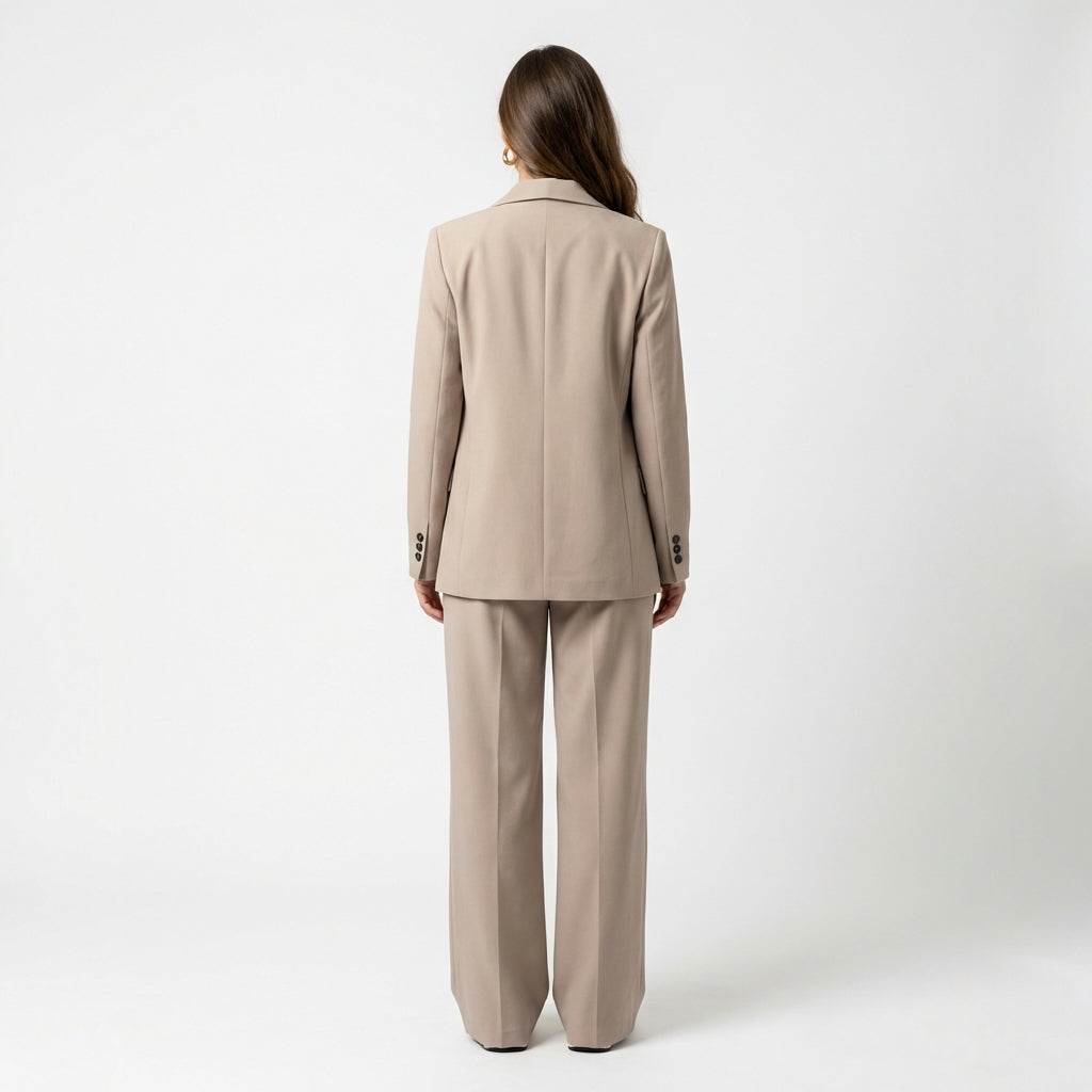 Blazer croisé - Beige - Mélange de polyester - Femme