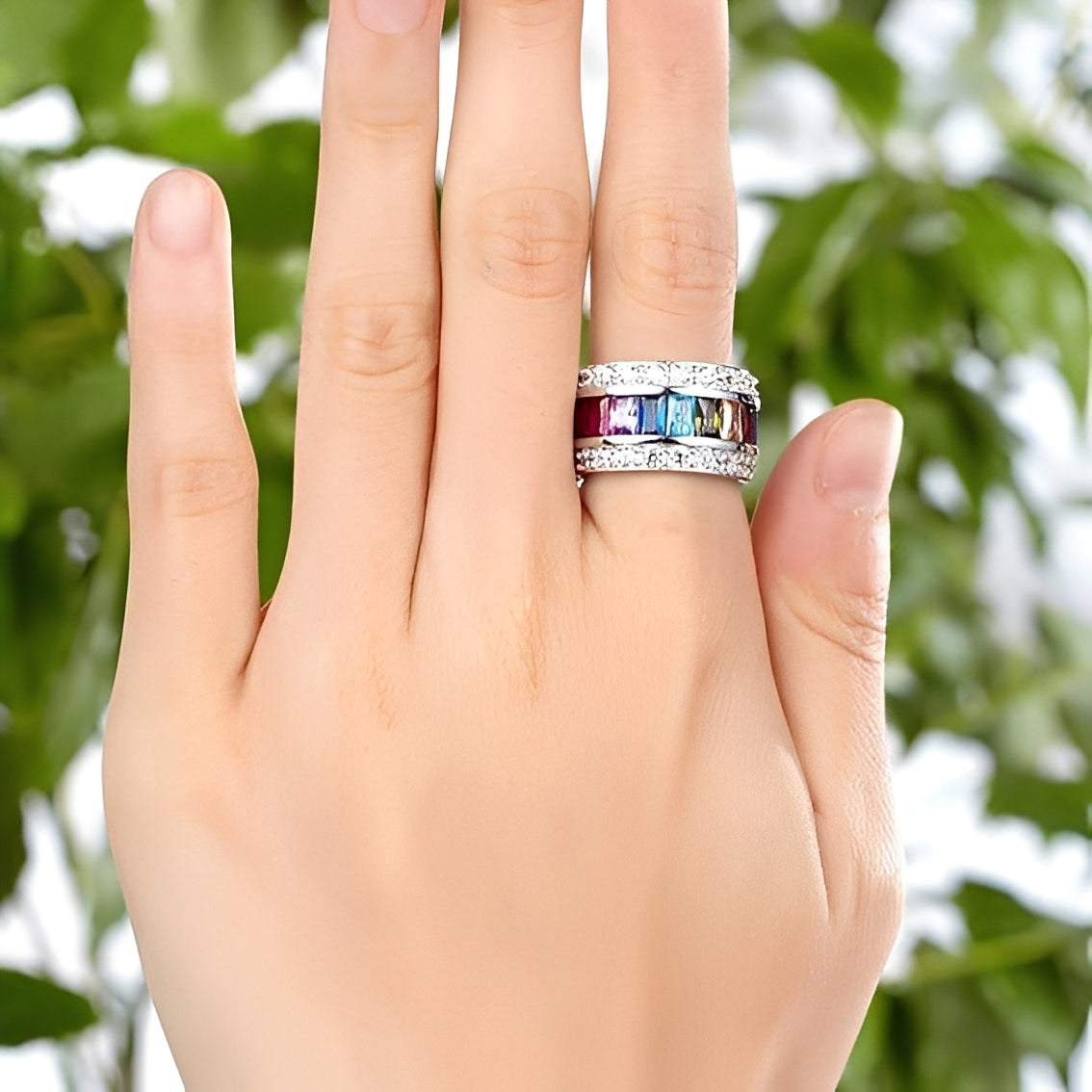 Sheena – Bague avec plusieurs pierres en argent 925