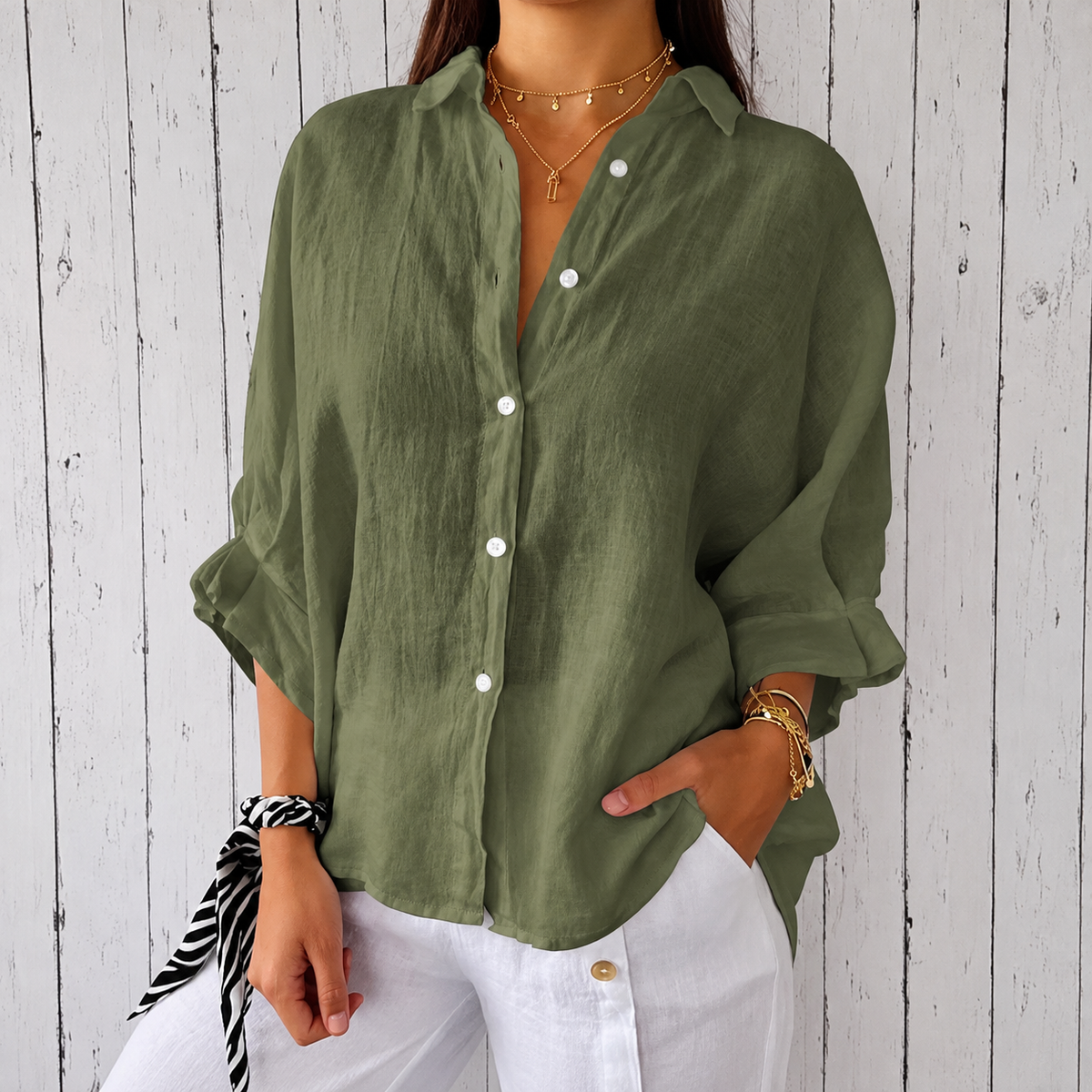 Madison - Blouse Élégante au Style Classique et aux Boutons