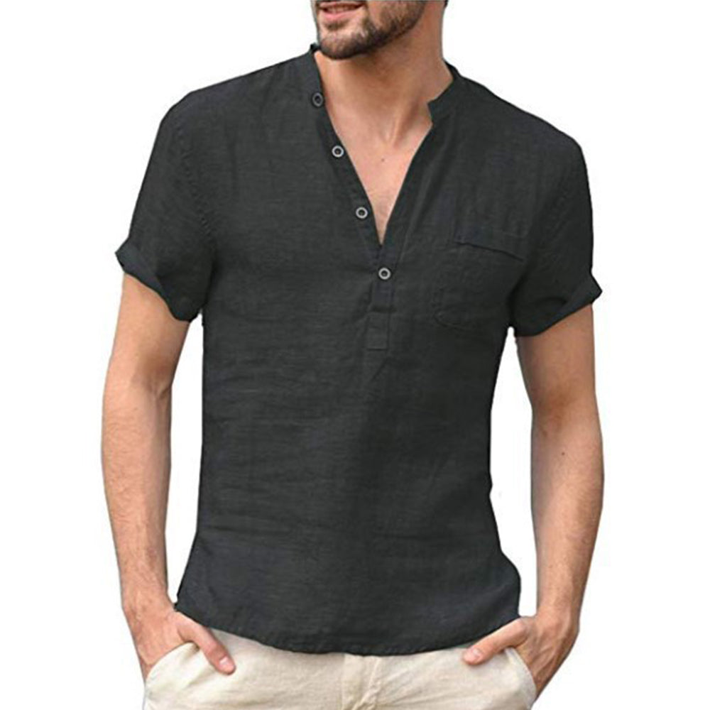 Korbin - Chemise en lin légère à manches courtes pour hommes