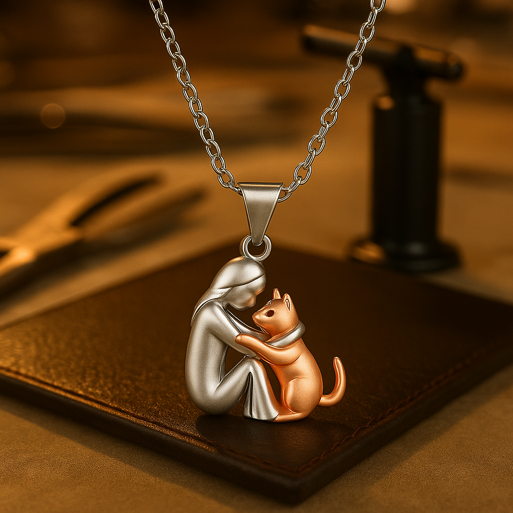 Mignon – Collier avec pendentif de chat entrelacé
