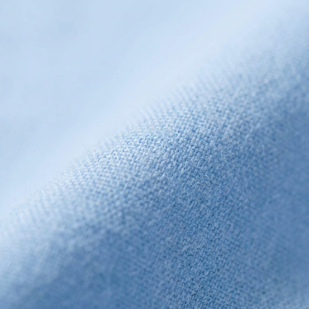 Chemisier Croisé à Manches Longues - Bleu - Coton Mélangé - Femme