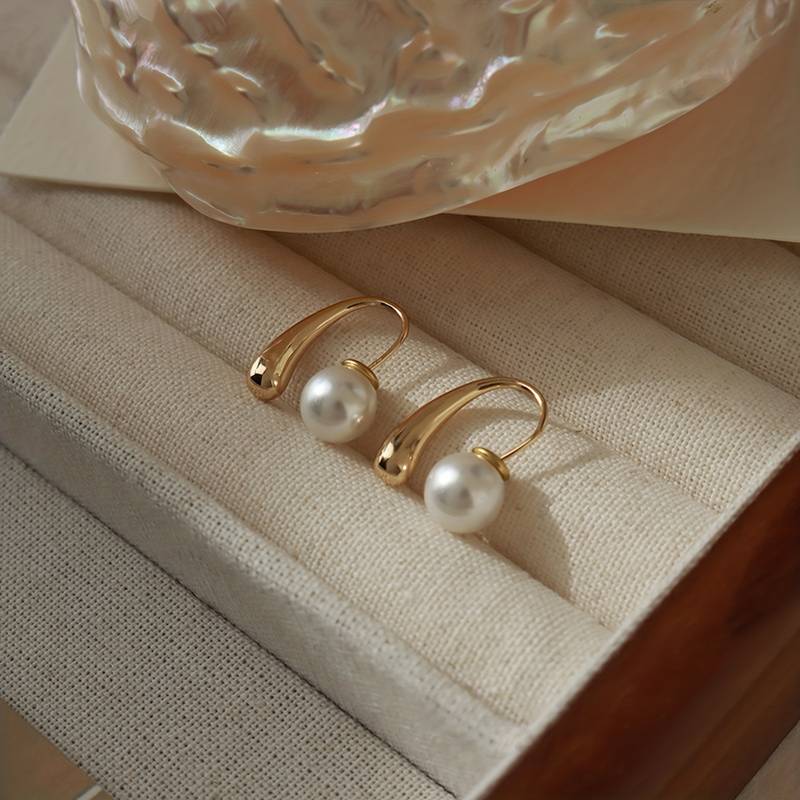 Boucle d'oreille goutte d'eau de perles - Boucle d'oreille goutte d'eau avec fermoir de perles