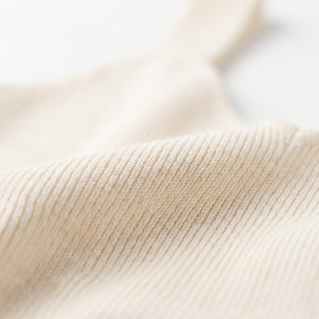 Débardeur Côtelé à Col V - Beige - Mélange de Polyester - Femme