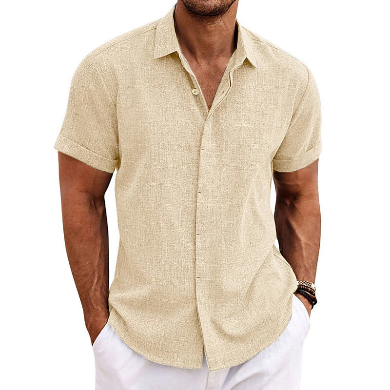 Jared - Hommes Chemise d'été Coton Lin Respirant