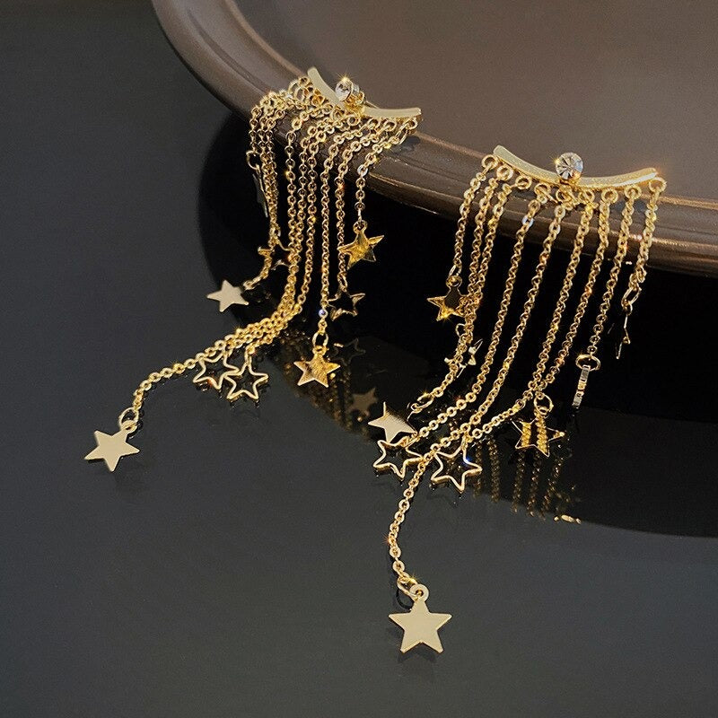 Valerie – Boucles d'oreilles pendantes en étoile avec franges