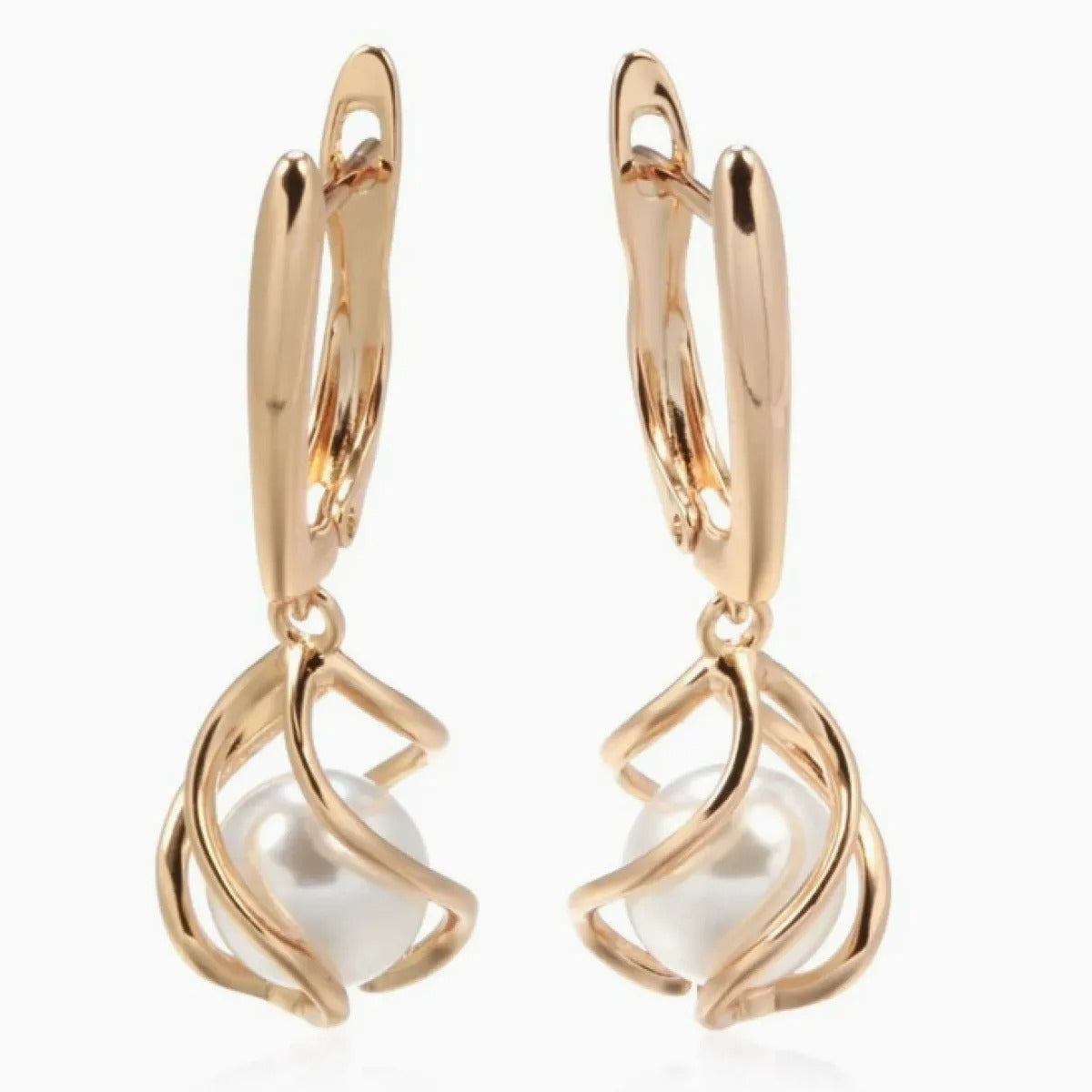 Lyanna – Boucles d'oreilles en perles dorées avec doux éclat