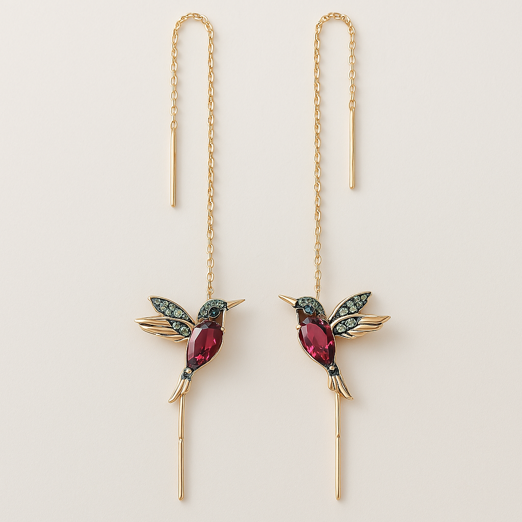Elayne – Boucles d'oreilles colibri avec émail et zircon
