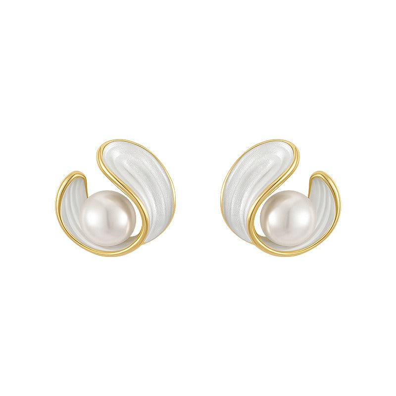 Alina – Boucles d'oreilles luxueuses en opale blanche, perle et or