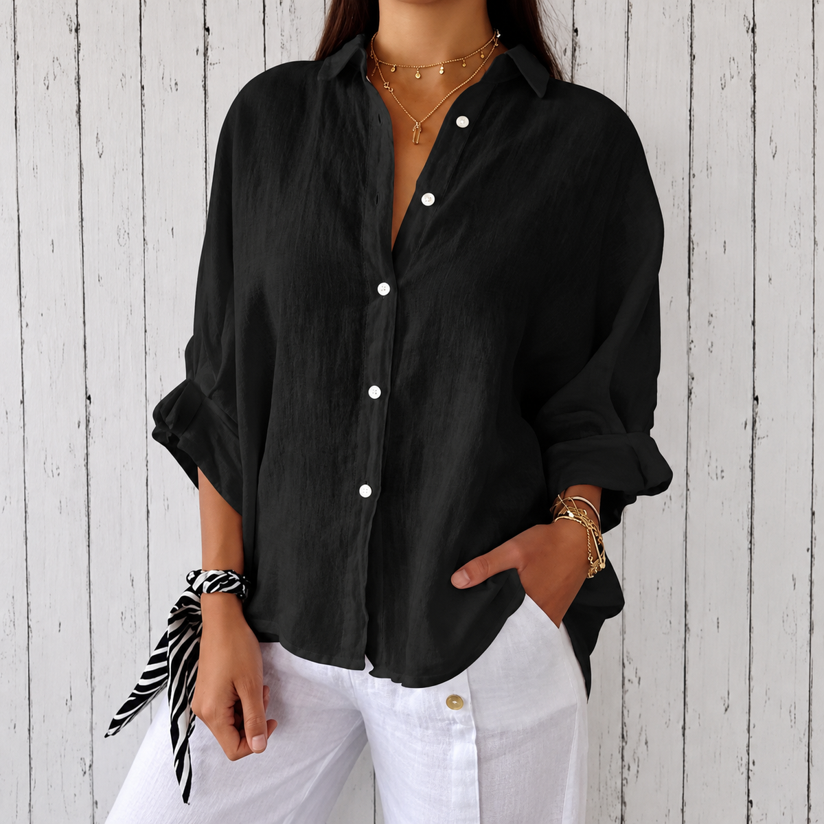 Madison - Blouse Élégante au Style Classique et aux Boutons