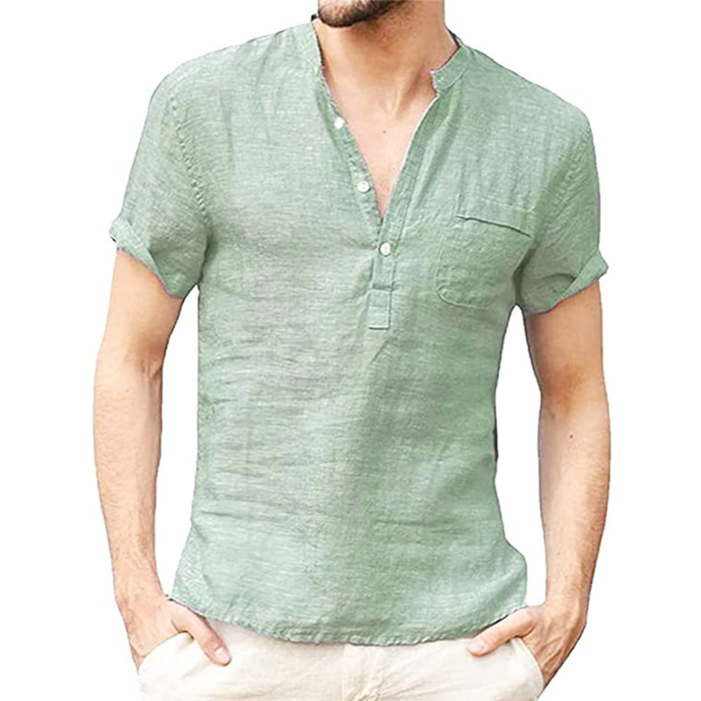 Korbin - Chemise en lin légère à manches courtes pour hommes
