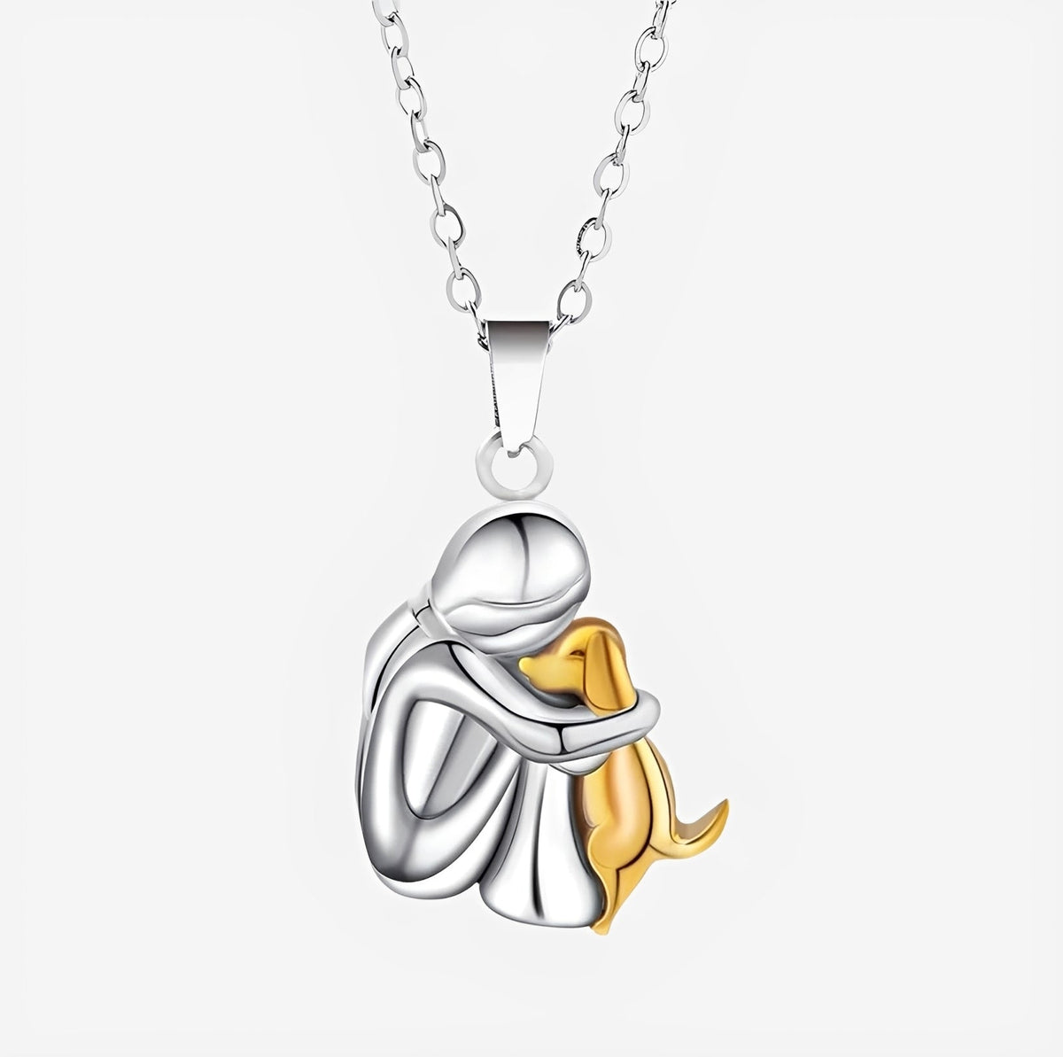 Miwa – Collier avec petite fille et chien en étreinte