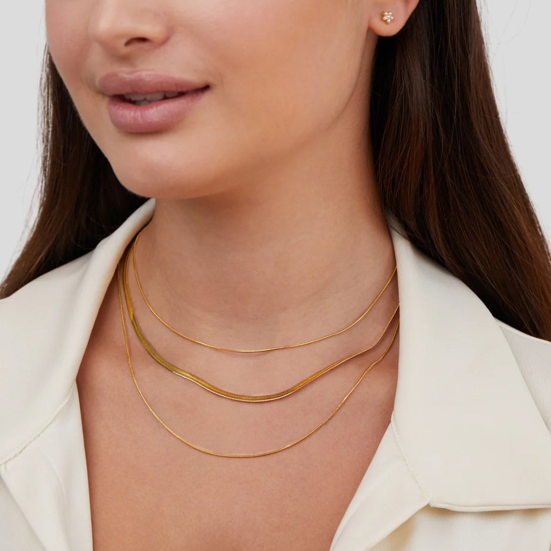 Agot – Collier de Chaîne Multicouche Dorée