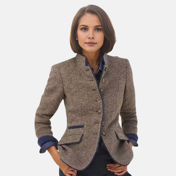 Blazer femme à col montant et fermeture à boutons - Coupe droite