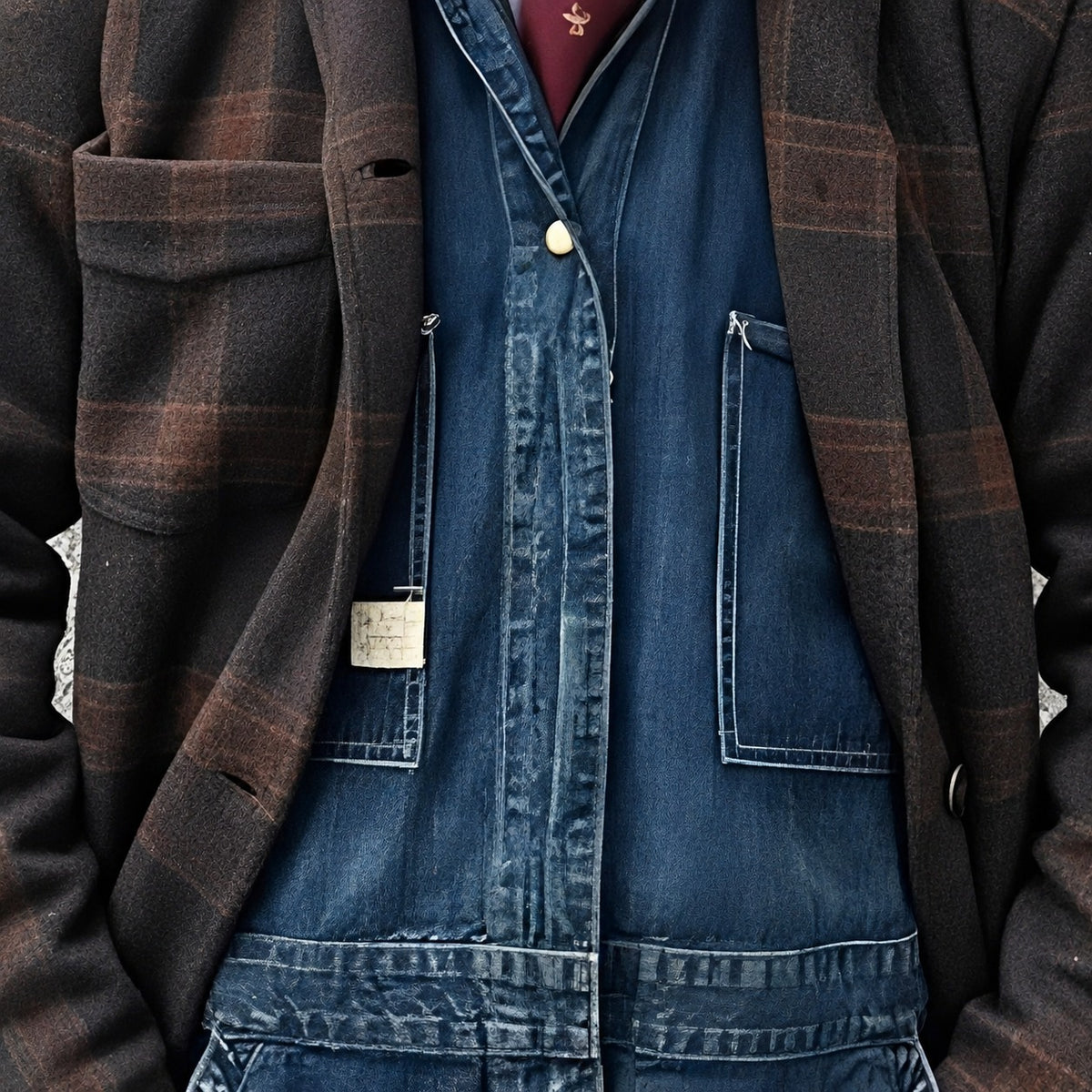 Blazer homme à carreaux, coupe ample, revers classique