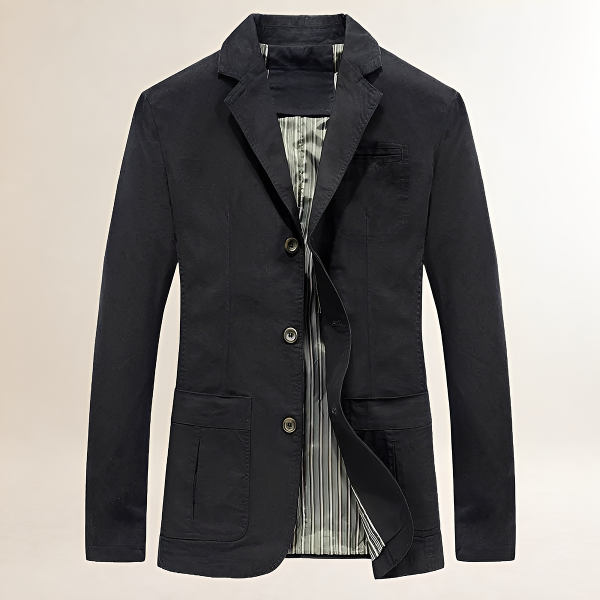 Blazer homme décontracté léger, coupe ajustée, fermeture boutonnée, poches multiples