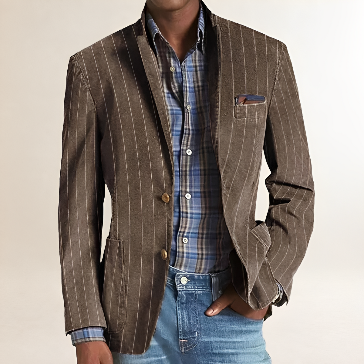Blazer homme à revers à notches et coudières - coupe régulière