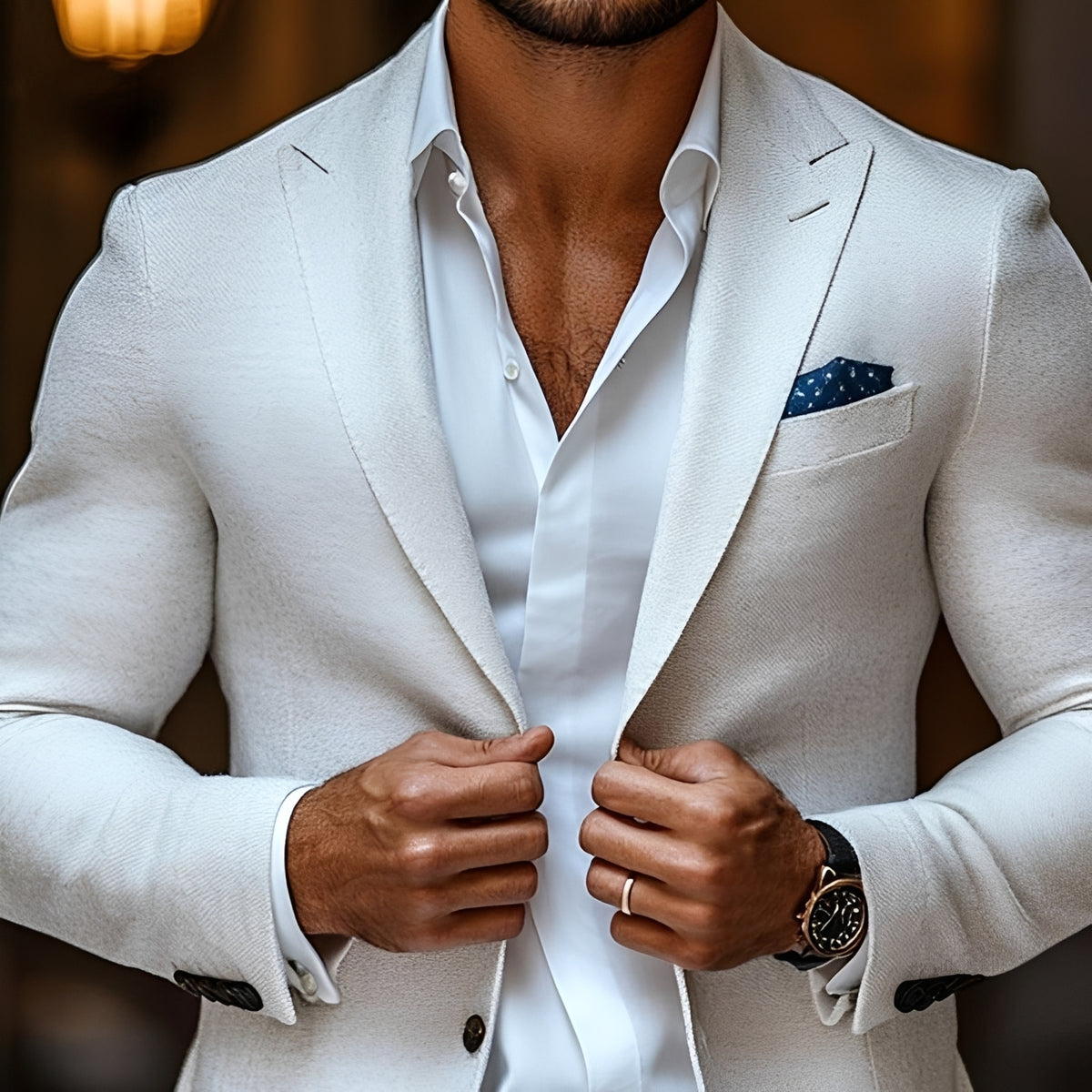 Blazer homme à revers à pointe et fermeture à deux boutons - coupe régulière