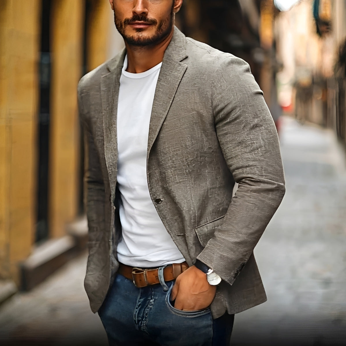 Blazer homme slim à revers à notch et fermeture deux boutons